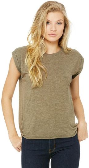 Bella + Canvas Ladies' Flowy Muscle T-Shirt with Rolled Cuff